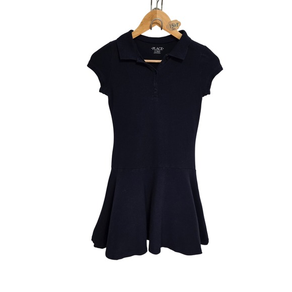 The Children's Place Other - The Childrens Place Girls Navy Blue Polo Dress Short Sleeve Cotton Size L 10/12